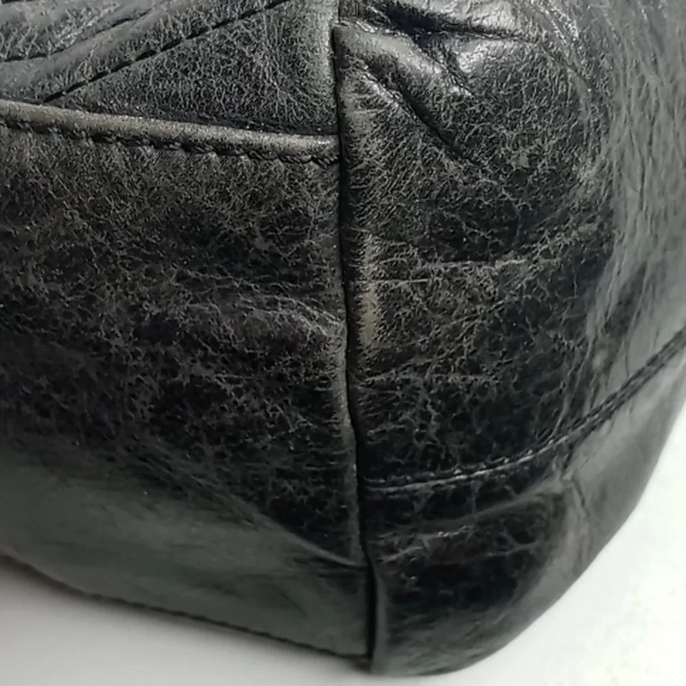 Botkier Dark Gunmetal Gray Distressed Leather Hobo Shoulder Bag